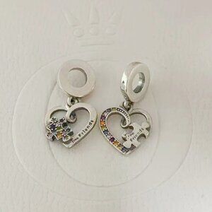 Puzzle Piece Hearts Splittable Friendship Dangle Charm